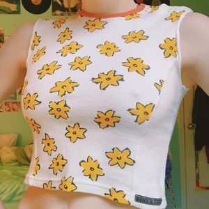 yellow flower crop top